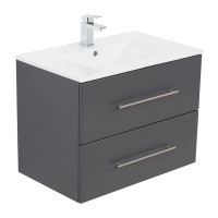 Badmöbel Waschplatz Waschbecken 80cm mit Unterschrank anthrazit seidenglanz