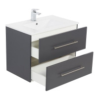 Badmöbel Waschplatz Waschbecken 80cm mit Unterschrank anthrazit seidenglanz