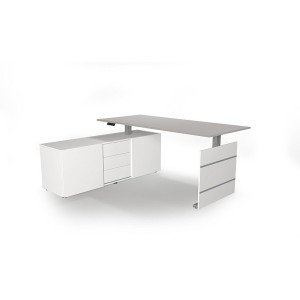 Kerkmann Komplettarbeitsplatz Move 3 tube Sidebaord links 160x50x58cm Schreibtisch 180x80x72-120cm elektr.höhenverstellbar