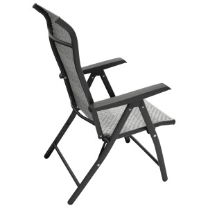 Klappsessel Gestell Stahl schwarz Polyrattan grau