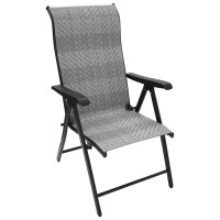 Klappsessel Gestell Stahl schwarz Polyrattan grau