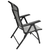 Klappsessel Gestell Stahl schwarz Polyrattan grau
