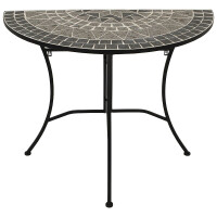 Wandtisch Balkontisch 90x45cm halbrund Eisen + Tischplatte Mosaik grau