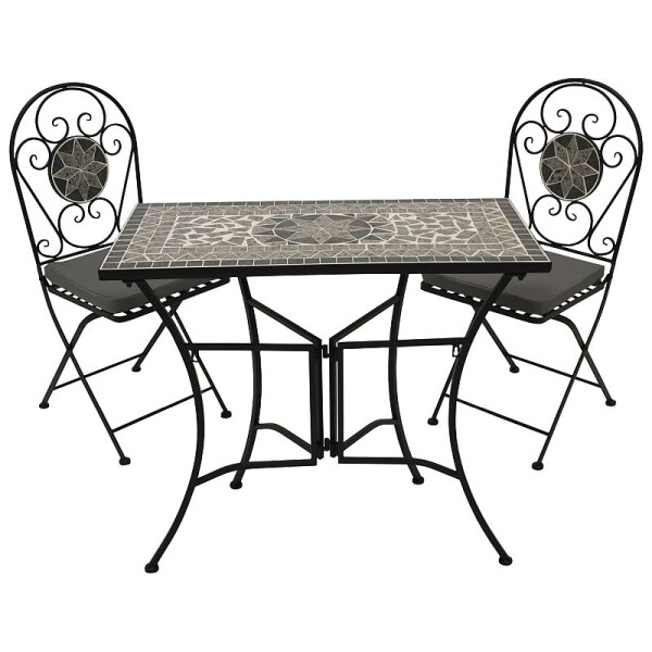 Bistroset Gartenset 3-teilig Eisen + Mosaik grau