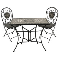 Bistroset Gartenset 3-teilig Eisen + Mosaik grau