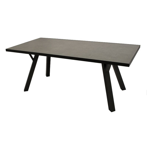 Tisch Gartentisch 180x90cm Aluminium dunkelgrau mit Glas