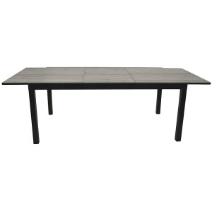 Großer Ausziehtisch 200/300x110cm, Aluminium + Glas in Keramikoptik