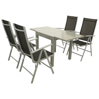 Gartenset Garten-Garnitur 5-teilig, Aluminium, Textillehne schwarz