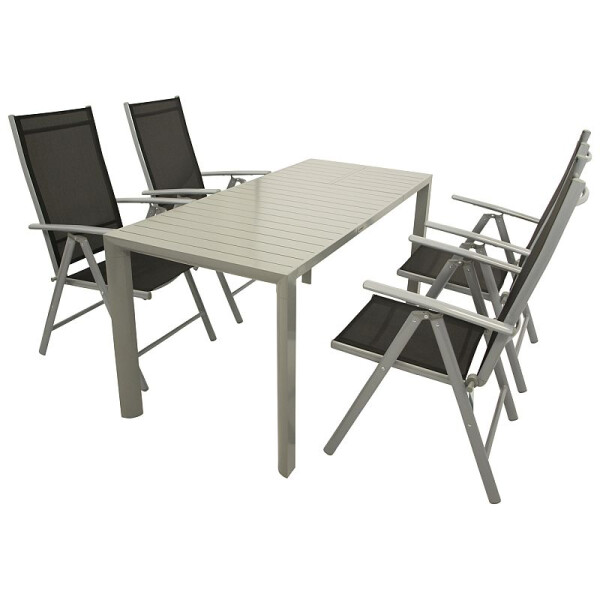 Gartenset Garten-Garnitur 5-teilig, Aluminium, Textillehne schwarz