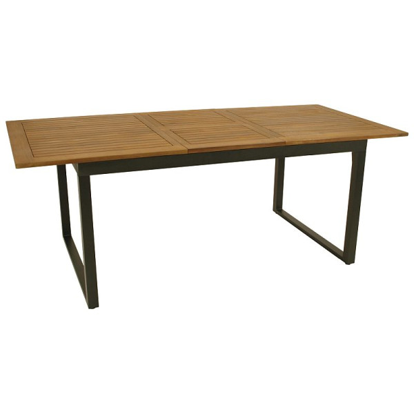 Gartentisch Ausziehtisch Alu anthrazit + Akazie, 150/200x90cm