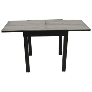 Balkon-Ausziehtisch 70/140x70cm, Aluminium anthrazit, Tischplatte Glas in Keramikoptik hellgrau