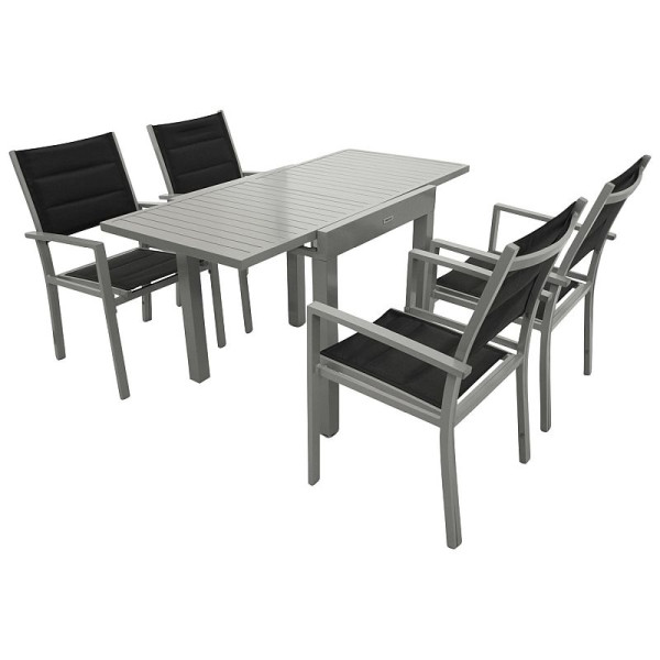 Gartenset Garten-Garnitur 5-teilig, Aluminium, Kunstgewebe schwarz