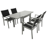 Gartenset Garten-Garnitur 5-teilig, Aluminium, Kunstgewebe schwarz