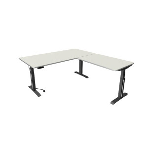 Kerkmann Move Professional anthrazit Sitz-/Stehtisch B 2000 x T 1000 mm mit Anbauelement 1200 x 800 mm