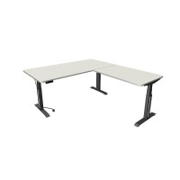 Kerkmann Move Professional anthrazit Sitz-/Stehtisch B 2000 x T 1000 mm mit Anbauelement 1200 x 800 mm