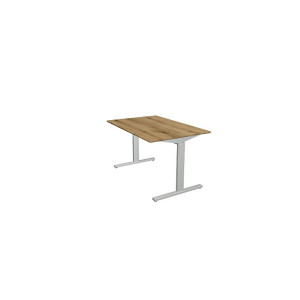 Kerkmann Schreibtisch Form 2 120x80x70-82 cm T-Fuß Alusilber