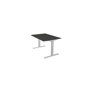 Kerkmann Schreibtisch Form 2 120x80x70-82 cm T-Fuß Alusilber