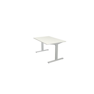 Kerkmann Schreibtisch Form 2 120x80x70-82 cm T-Fuß Alusilber