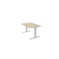 Kerkmann Schreibtisch Form 2 120x80x70-82 cm T-Fuß Alusilber