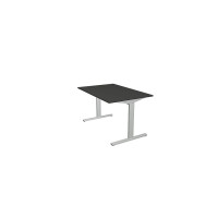 Kerkmann Schreibtisch Form 2 120x80x70-82 cm T-Fuß Alusilber