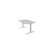 Kerkmann Schreibtisch Form 2 120x80x70-82 cm T-Fuß Alusilber