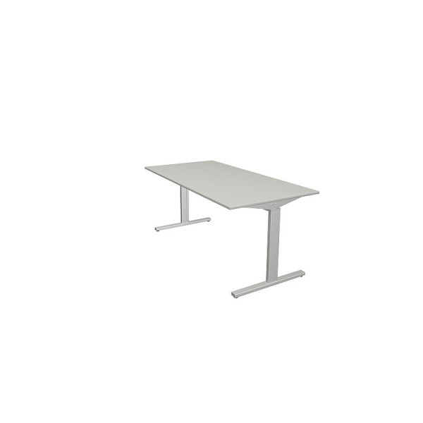 Kerkmann Schreibtisch Form 2 160x80x70-82 cm T-Fuß Alusilber