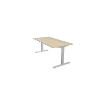 Kerkmann Schreibtisch Form 2 160x80x70-82 cm T-Fuß Alusilber