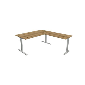 Kerkmann Schreibtisch Form 2 160x80x70-82 cm m. Anbautisch 100x60 cmT-Fuß Alusilber