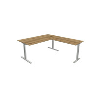 Kerkmann Schreibtisch Form 2 160x80x70-82 cm m. Anbautisch 100x60 cmT-Fuß Alusilber