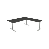 Kerkmann Schreibtisch Form 2 180x80x70-82 cm m. Anbautisch 100x60 cmT-Fuß Alusilber