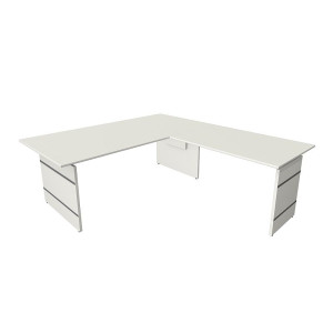 Kerkmann Schreibtisch Form 4 200x100x68-76 cm m. Anbautisch 120x80 cm Wangen-Gestell