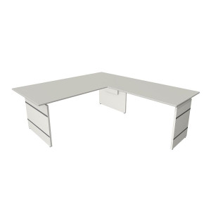 Kerkmann Schreibtisch Form 4 200x100x68-76 cm m. Anbautisch 120x80 cm Wangen-Gestell