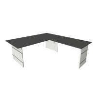 Kerkmann Schreibtisch Form 4 200x100x68-76 cm m. Anbautisch 120x80 cm Wangen-Gestell