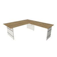 Kerkmann Schreibtisch Form 4 200x100x68-76 cm m. Anbautisch 120x80 cm Wangen-Gestell