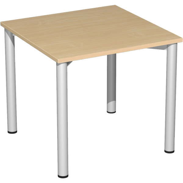 Konferenztisch Rundfuß feste Höhe, 800x800x720, Buche/Silber