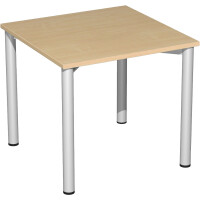 Konferenztisch Rundfuß feste Höhe, 800x800x720, Buche/Silber