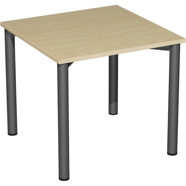 Konferenztisch Rundfuß feste Höhe, 800x800x720, Ahorn/Anthrazit