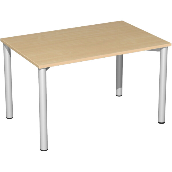 Konferenztisch Rundfuß feste Höhe, 1200x800x720, Buche/Silber