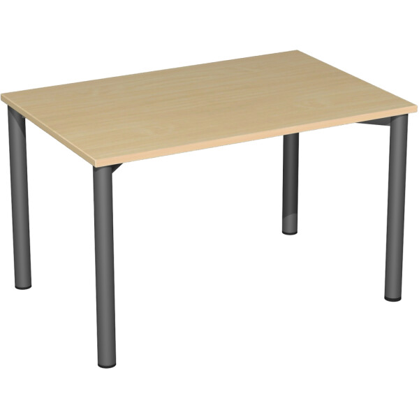 Konferenztisch Rundfuß feste Höhe, 1200x800x720, Buche/Anthrazit