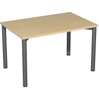 Konferenztisch Rundfuß feste Höhe, 1200x800x720, Buche/Anthrazit