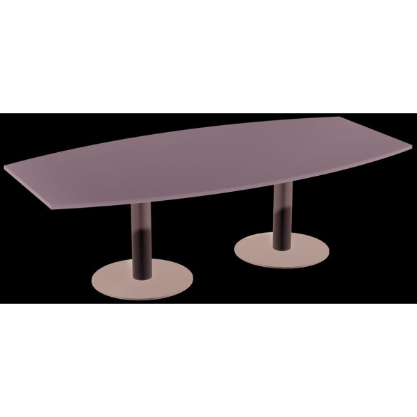Konferenztisch Tellerfuß, Faßform, feste Höhe, 2400x800-1200x720, Onyx