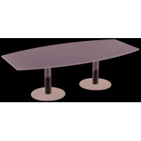 Konferenztisch Tellerfuß, Faßform, feste Höhe, 2400x800-1200x720, Onyx