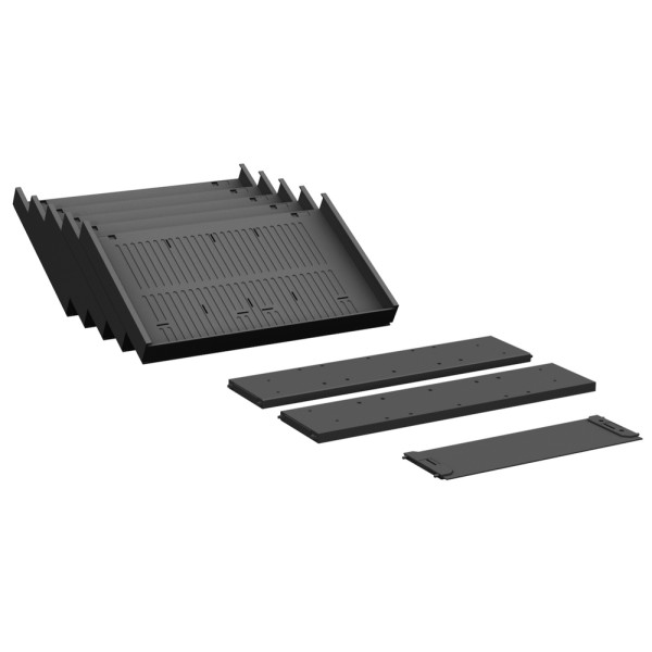 Gera Container-Einrichtungs-Set für Kunststoff-Schubfächer bestehend aus: 2 Stück Querausfachungen, 1 Stück Längsausfachung, 6 Stück Schrägablagen, Schwarz