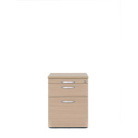 Gera Rollcontainer Hängeregistratur und 1 Metall-Schubfach, mit Utensilienschubfach, Metall-Rollschubführung, Zentralverriegelung, verdeckte Doppel-Lenkrollen, 438x600x565, Buche/Buche