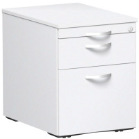 Gera Rollcontainer Hängeregistratur und 1 Metall-Schubfach, mit Utensilienschubfach, Metall-Rollschubführung, Zentralverriegelung, verdeckte Doppel-Lenkrollen, 438x600x565, Weiß/Weiß
