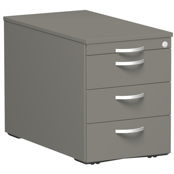 Gera Rollcontainer mit 3 Metall-Schubfächern und Utensilienschubfach, Metall-Rollschubführung, Zentralverriegelung, verdeckte Doppel-Lenkrollen, 438x800x565, Onyx/Onyx