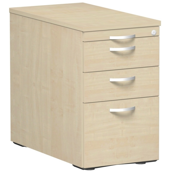 Gera Standcontainer mit Hängeregistratur und 2 Metall-Schubfächern, mit Utensilienschubfach, Metall-Rollschubführung, Zentralverriegelung, 438x800x720, Ahorn/Ahorn/Ahorn
