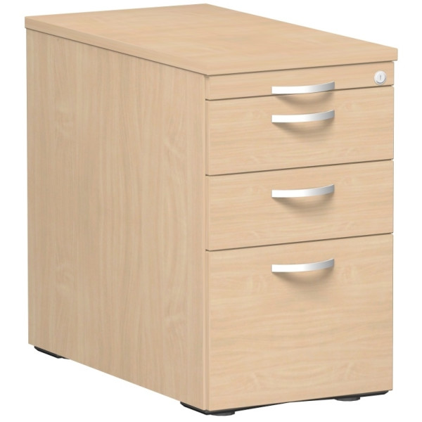 Gera Standcontainer mit Hängeregistratur und 2 Metall-Schubfächern, mit Utensilienschubfach, Metall-Rollschubführung, Zentralverriegelung, 438x800x720, Buche/Buche/Buche
