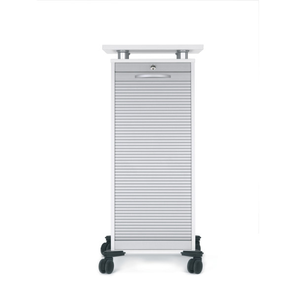 Gera Rollladencaddy mit Schubladen, inkl. 4 Rollen, davon 2 feststellbar, abschließbar, Silber/Weiß