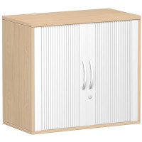 Gera Anstell-Querrollladenschrank Oberboden 25 mm, mit Stellfüßen, abschließbar, 800x425x720, Silber/Buche